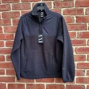 The Very Warm $225 Polartec Polar Fleece 1/4 Zip Pullover Jacket Black Small NEW